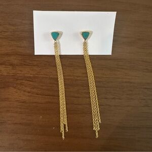 Elegant Gold and Turquoise Dangle Earrings